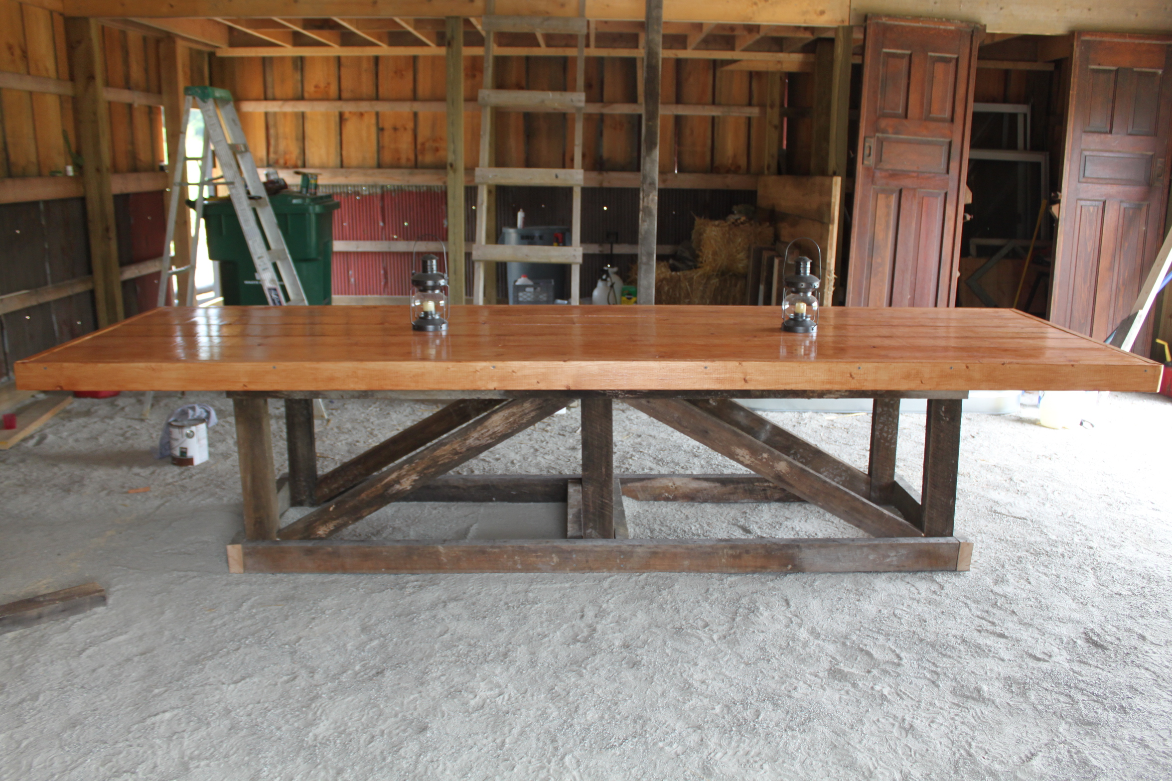 The Recycled Barn Trestle Table     Seating for 14   The Farm   Old