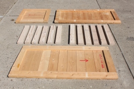 Crate and pallet boards after disassembly