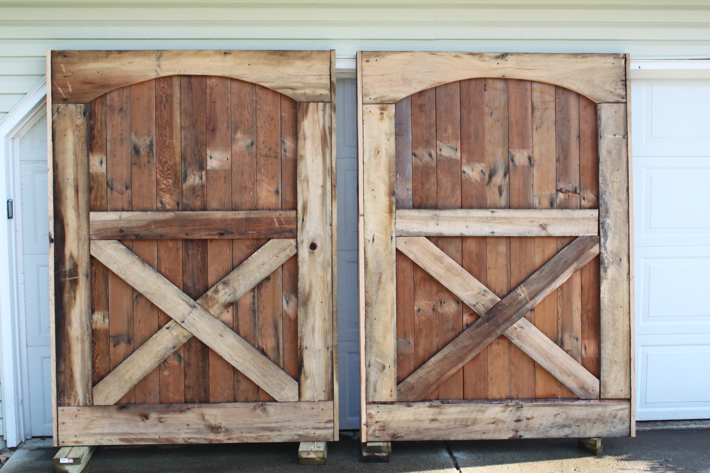 One of our first recaimed projects -the building of our barn doors 