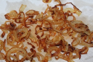 Drain your onions on a paper towel until ready to use. 